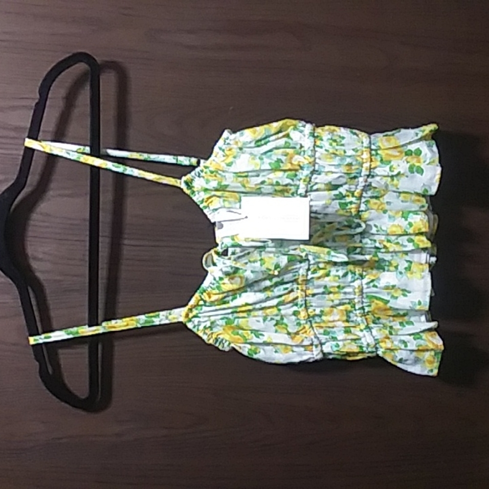 NWT FAITHFULL THE BRAND Smocked Floral Linen Crop Top - Picture 4 of 9